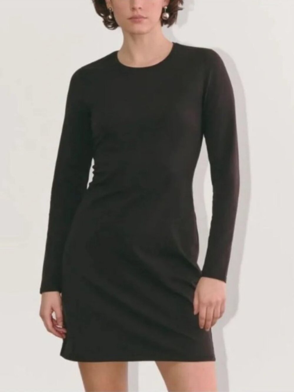Everlane Black The Form Mini Cotton Long Sleeve Dress Sz XS New With Tags NWT